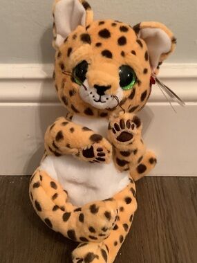 Spotted Plush Leopard with Sparkle Green Eyes